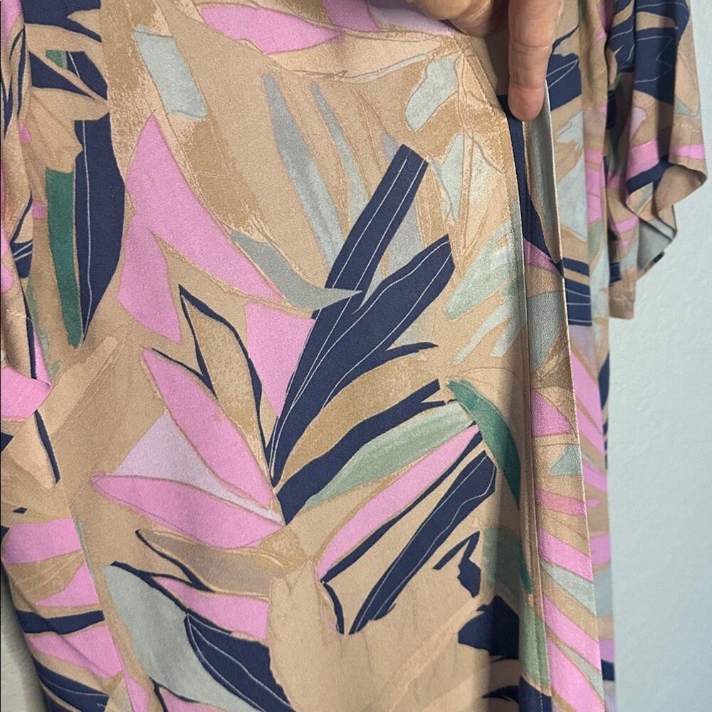 Saltwater Luxe Abstract Leaf Kimono Duster Floral Resortwear Luxury Spa Poolside - Picture 3 of 7